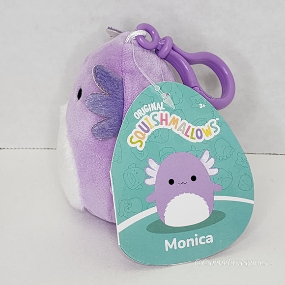 MONICA 🦎Purple Axolotl Clip Original Squishmallow ☆ NWT ☆ - Picture 2 of 7